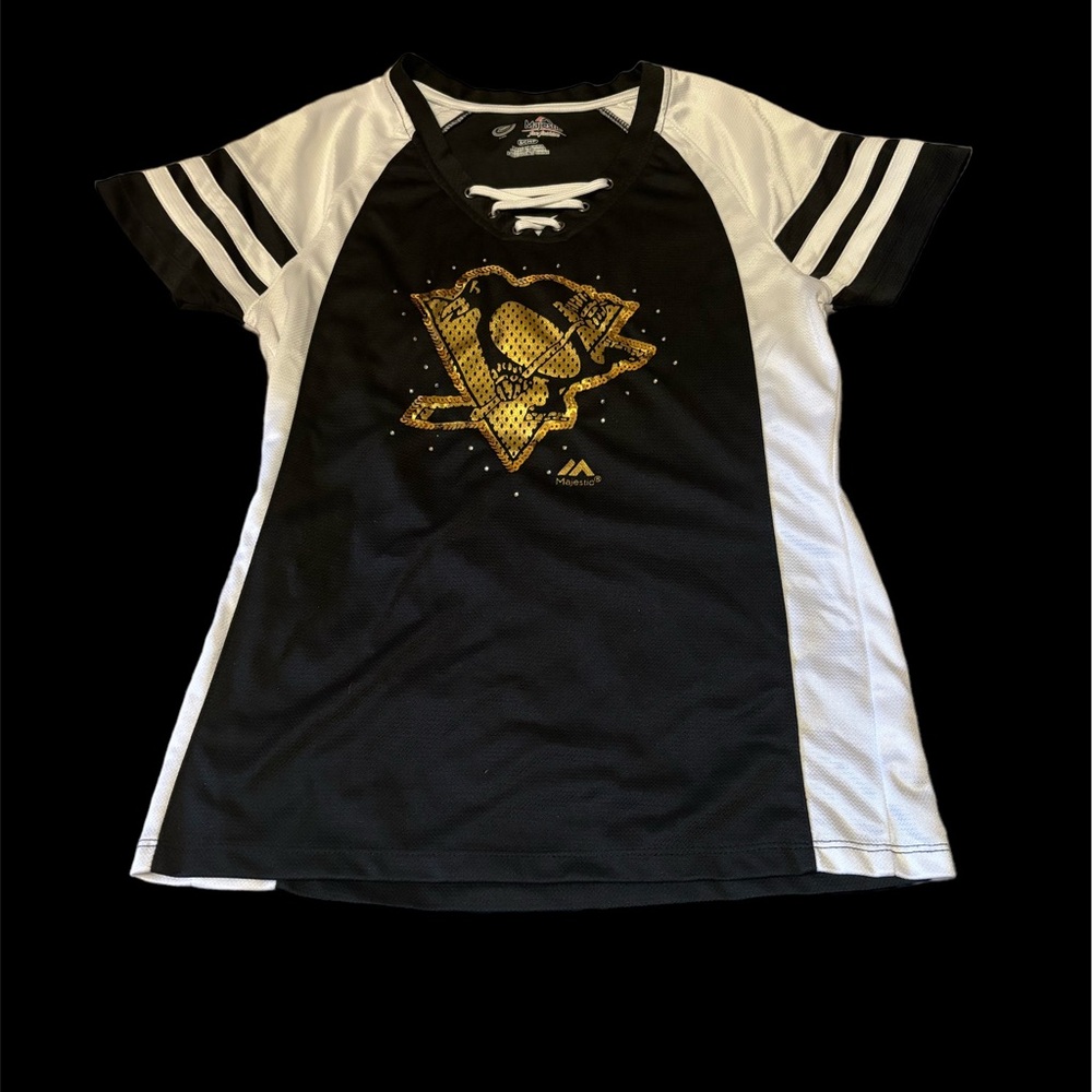 Majestic Black and White Short Sleeve Tee